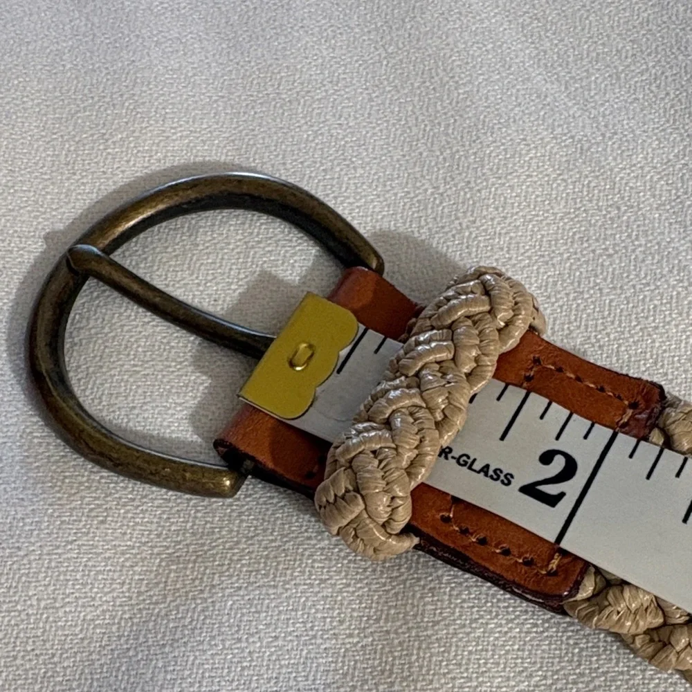 Braided Tan Belt with Brown Leather Accent